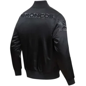 Alternative view of Denver Broncos Domestic Triple Black Satin Varsity Jacket