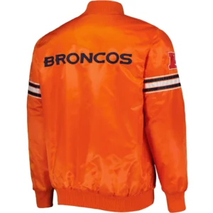 Alternative view of Denver Broncos The Power Forward Football Team Players Orange Varsity Jacket