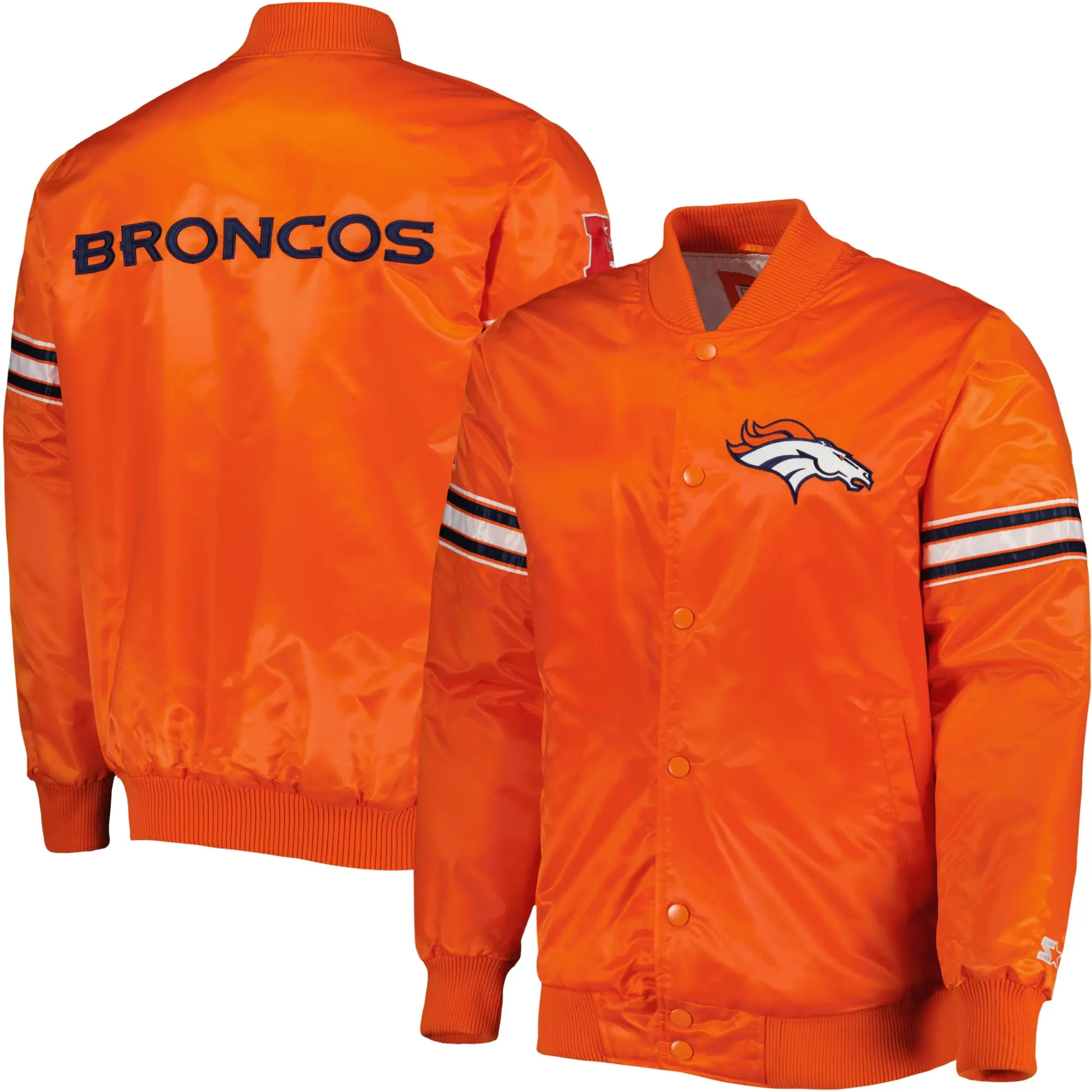 Denver Broncos The Power Forward Football Team Players Orange Varsity Jacket - Image 3