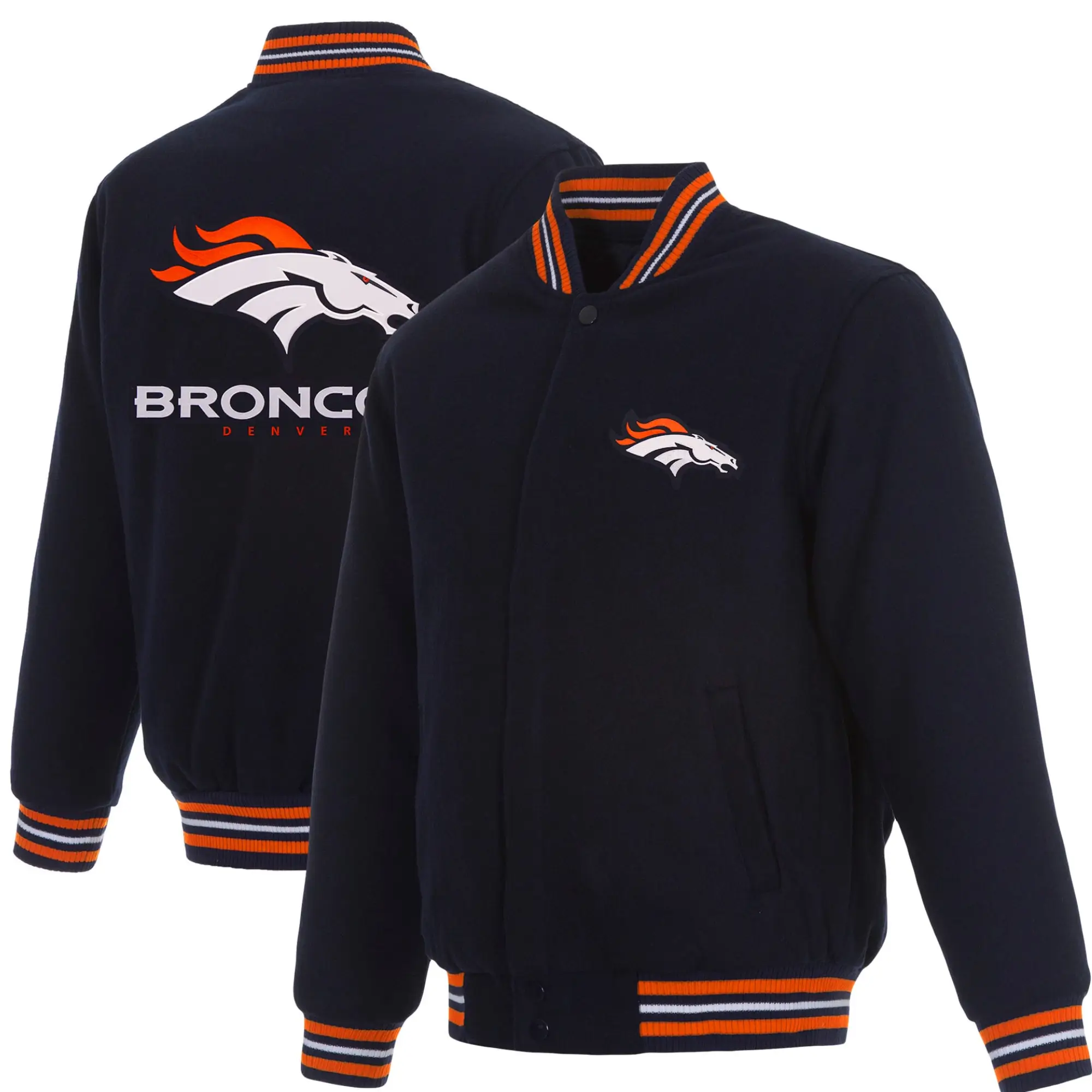 Denver Broncos Football Team Players Full Wool One Color Varsity Jacket - Image 3