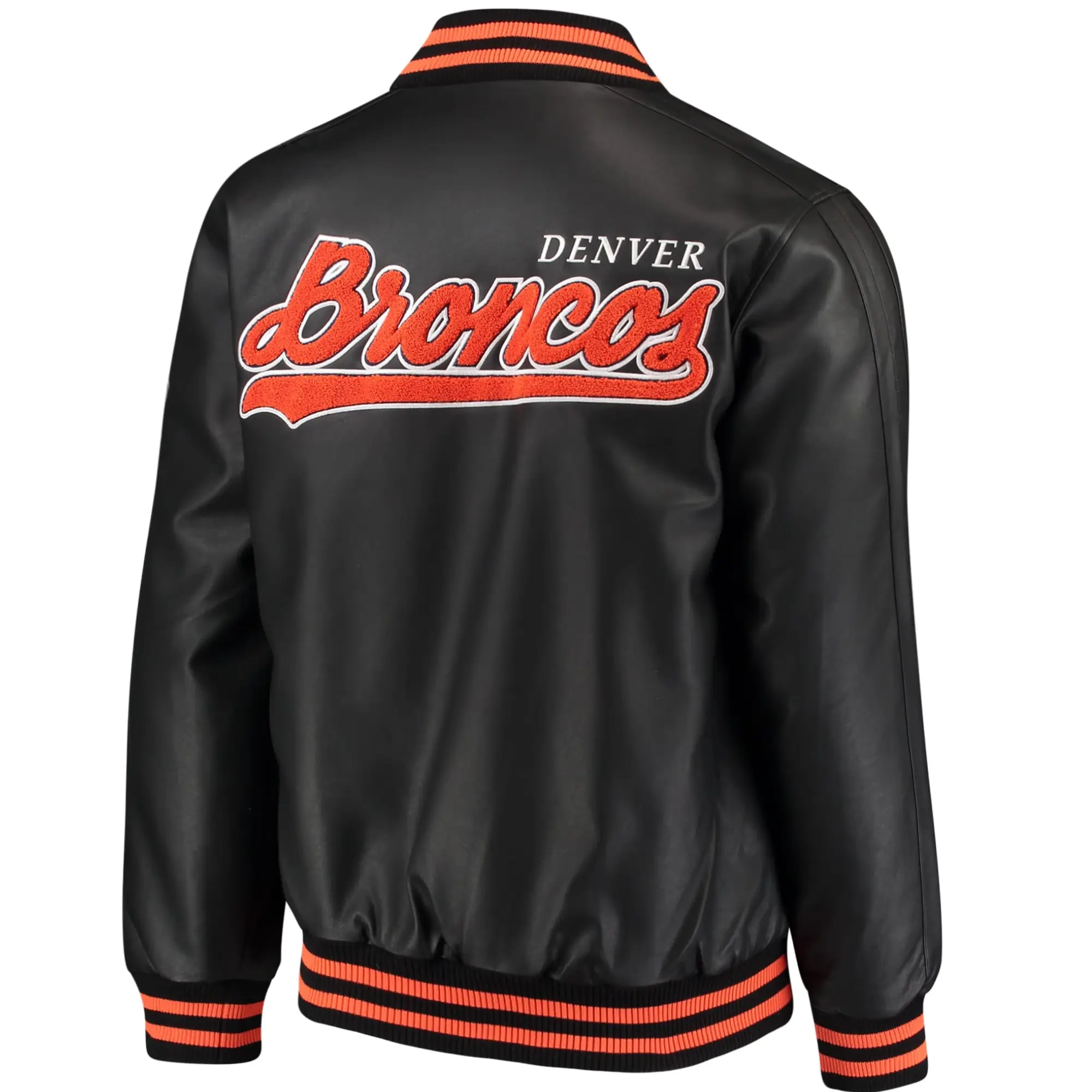 Denver Broncos G-III Sports by Carl Banks Black Leather Varsity Jacket - Image 2