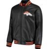 Denver Broncos G-III Sports by Carl Banks Black Leather Varsity Jacket