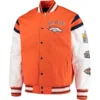 Denver Broncos Orange Patches Fleece Varsity Jacket