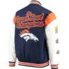 Denver Broncos Navy & White Patches Satin Varsity Jacket - Image 2