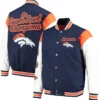Denver Broncos Navy & White Patches Satin Varsity Jacket - Image 3