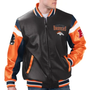 Denver Broncos G-III Sports by Carl Banks Full-Zip Leather Varsity Jacket
