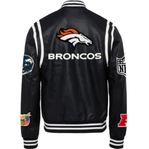 Alternative view of Denver Broncos Jeff Hamilton Full Black Leather Varsity Jacket