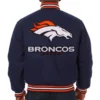 Denver Broncos Navy Full Wool One Color Varsity Jacket - Image 2