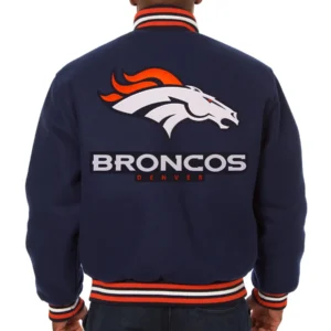 Alternative view of Denver Broncos Navy Full Wool One Color Varsity Jacket