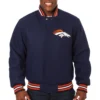 Denver Broncos Navy Full Wool One Color Varsity Jacket