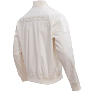 Alternative view of Denver Broncos Vintage Neutral Satin Varsity Zipper Jacket