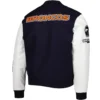 Denver Broncos Classic Navy & White Logo Wool & Leather Varsity Jacket - Image 2