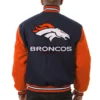 Denver Broncos Full Wool Two Tone Varsity Jacket Navy & Orange - Image 2