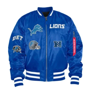 Detroit Lions Ma-1 Royal Blue Varsity Jacket