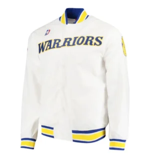 Golden State Warriors Warm Up White Varsity Jacket