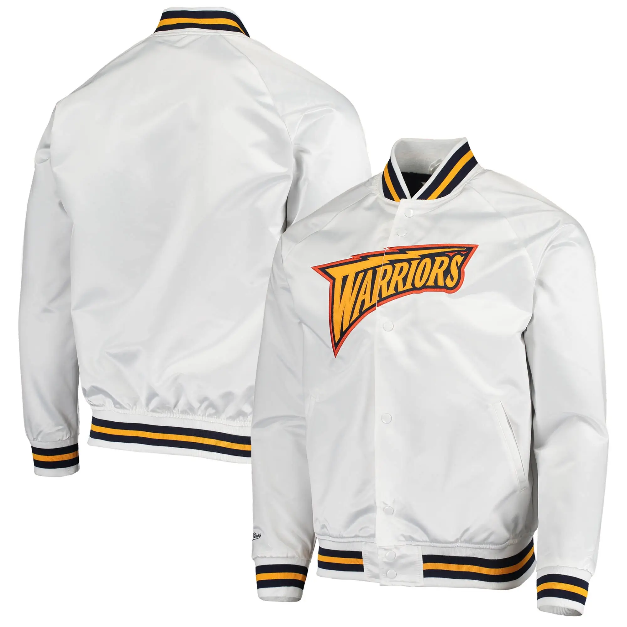 Golden State Warriors Throwback Wordmark Raglan Satin Jacket