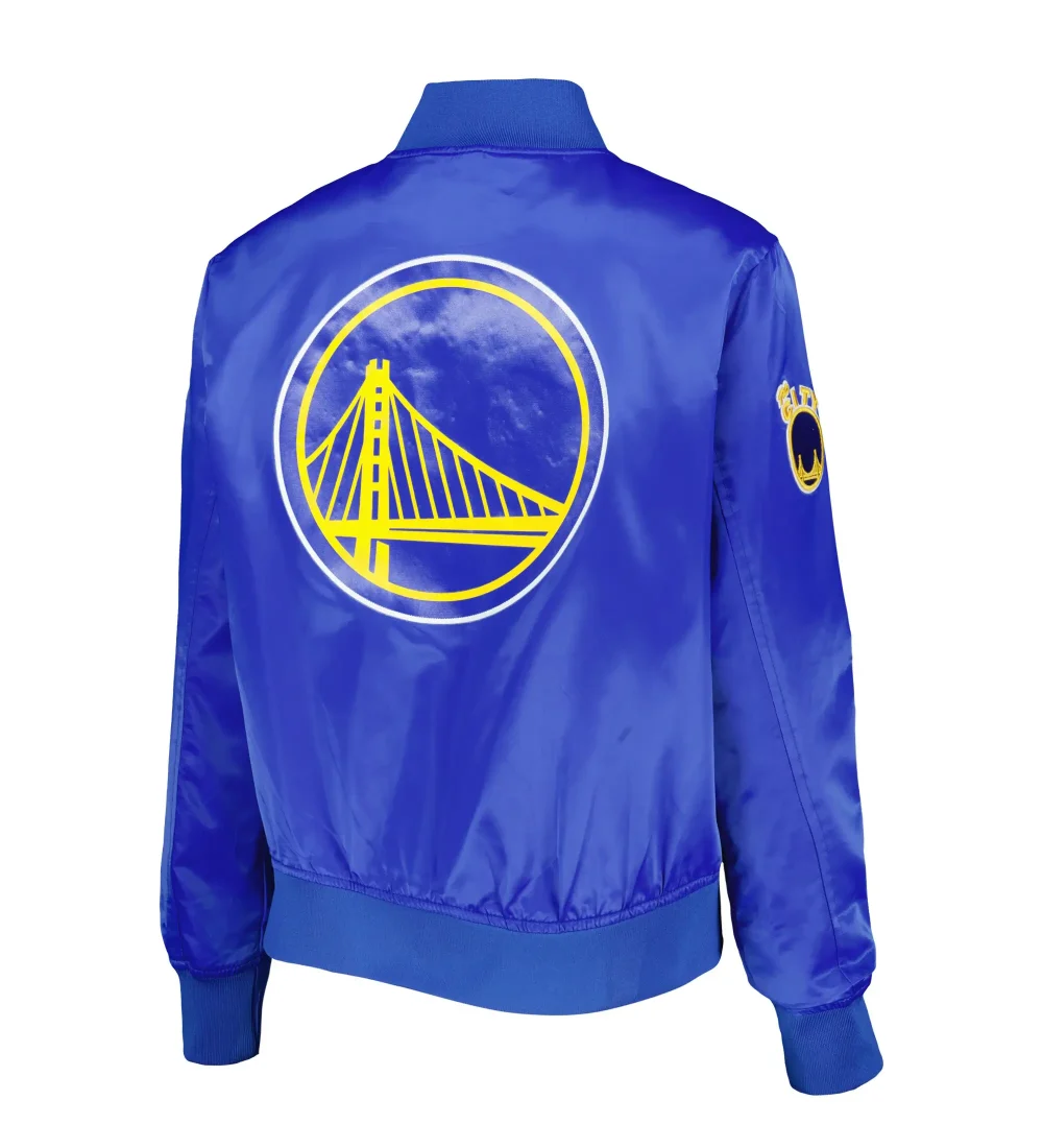 Women's Golden State Warriors Classics Royal Satin Varsity Jacket
