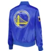 Women's Golden State Warriors Classics Royal Satin Varsity Jacket
