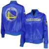 Women's Golden State Warriors Classics Royal Satin Varsity Jacket