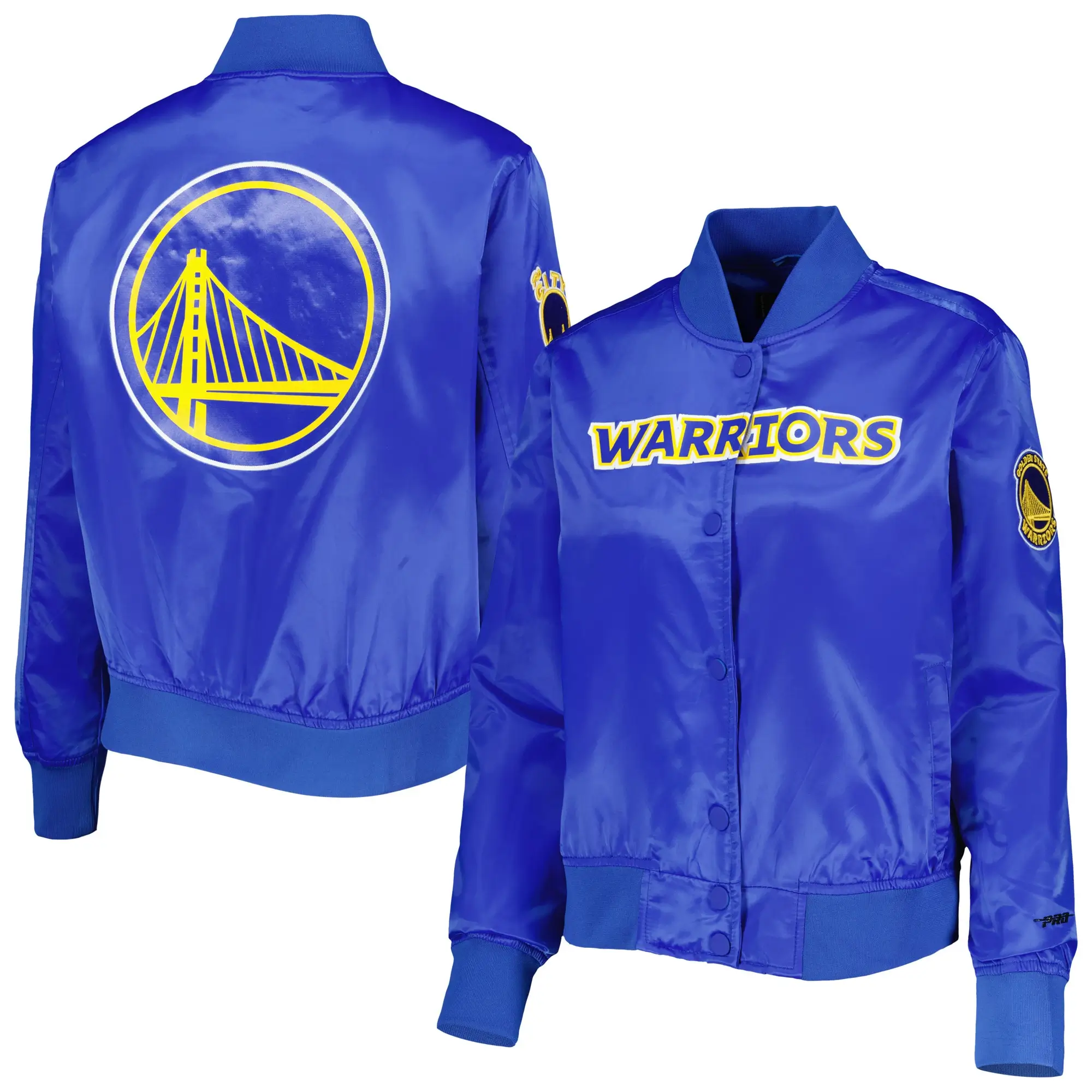 Women's Golden State Warriors Classics Royal Satin Varsity Jacket