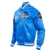 Golden State Warriors Retro Classic Satin Royal Blue Jacket - Image 2