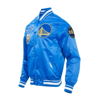 Alternative view of Golden State Warriors Retro Classic Satin Royal Blue Jacket