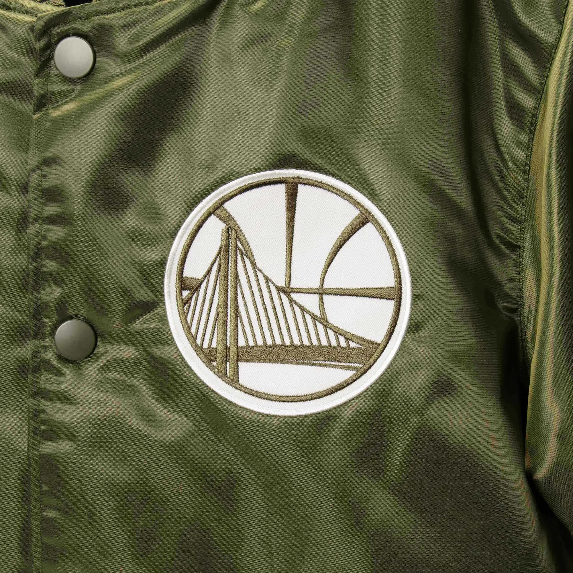 Golden State Warriors Full-Snap Satin Varsity Green Jacket