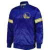Golden State Warriors Pick And Roll Royal Blue Satin Varsity Jacket