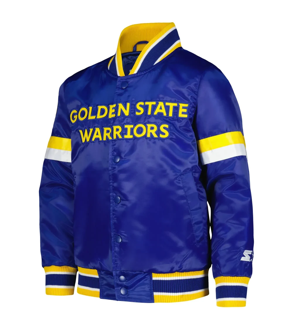Golden State Warriors Youth Home Game Royal Satin Jacket