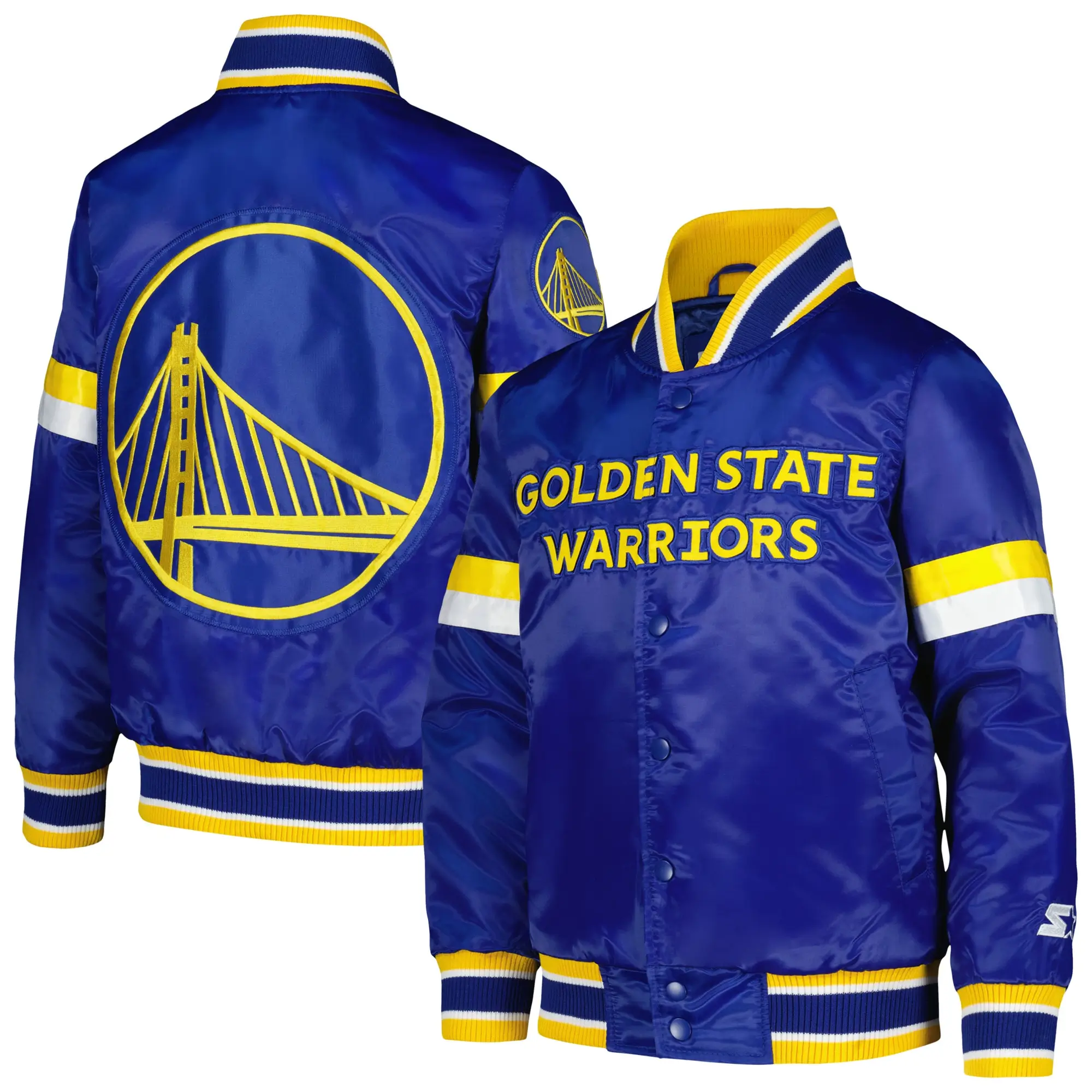 Golden State Warriors Youth Home Game Royal Satin Jacket