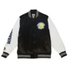 Golden State Warriors Team Legacy Black & White Satin Varsity Jacket