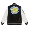 Golden State Warriors Team Legacy Black & White Satin Varsity Jacket