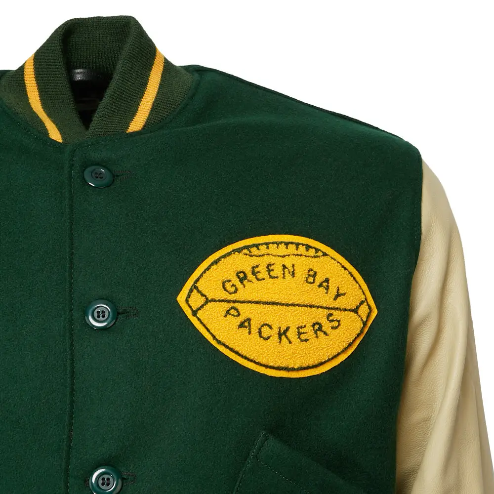 Green Bay Packers 1950 Authentic Wool & Leather Jacket - Image 4