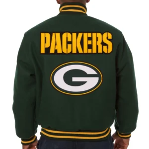 Alternative view of Green Bay Packers Classic Green Full Wool One Color Varsity Jacket