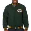 Green Bay Packers Classic Green Full Wool One Color Varsity Jacket