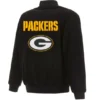 Green Bay Packers Classic Black Full Wool One Color Varsity Jacket - Image 2