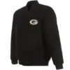 Green Bay Packers Classic Black Full Wool One Color Varsity Jacket