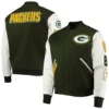 Green Bay Packers Classic Full-Zip Wool/Leather Varsity Jacket - Image 4