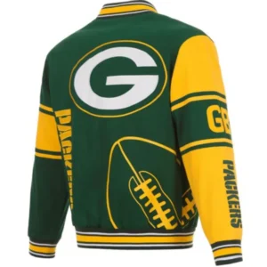 Alternative view of Green Bay Packers Satin Varsity Jacket Green & Yellow