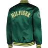Green Bay Packers Elliot Satin Varsity Jacket Green - Image 2