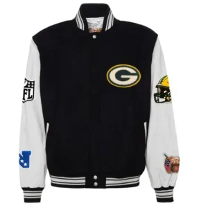Green Bay Packers Wool & Leather Varsity Jacket