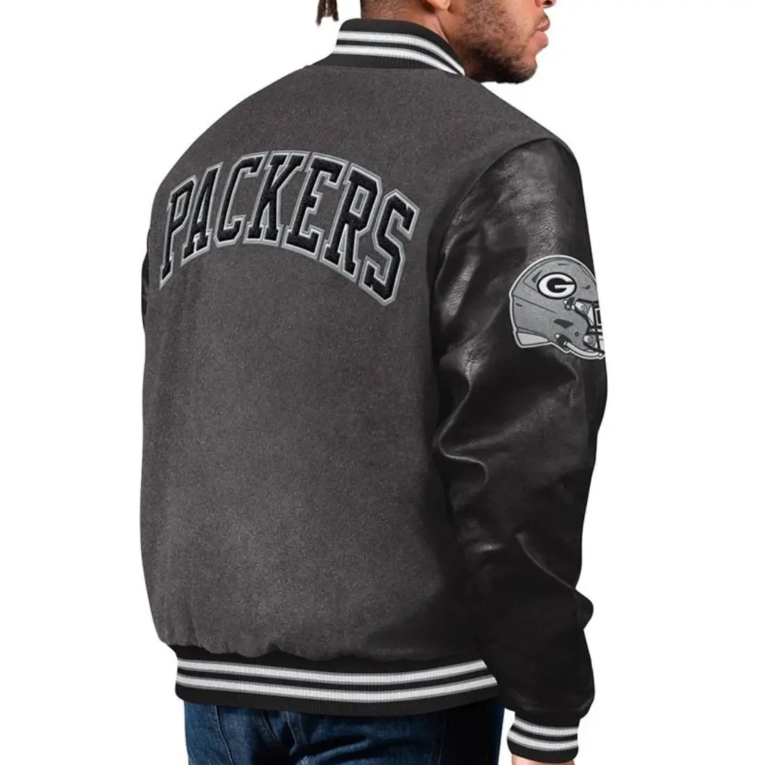 Green Bay Packers First Rounder Wool & Leather Varsity Jacket - Image 2