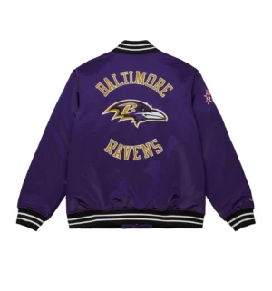 Alternative view of Cooperstown Heavyweight Satin Purple Jacket Baltimore Ravens
