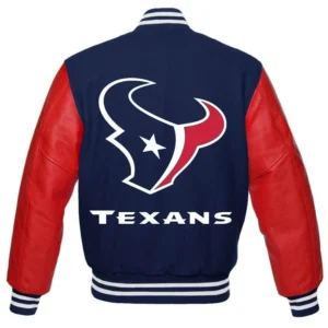 Alternative view of Houston Texans Letterman Wool & Leather Varsity Jacket