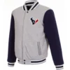 Houston Texans Classic Rib Full Wool Two Tone Varsity Jacket