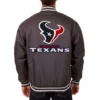 Houston Texans Classic Ribbed Satin Black Varsity Jacket - Image 2