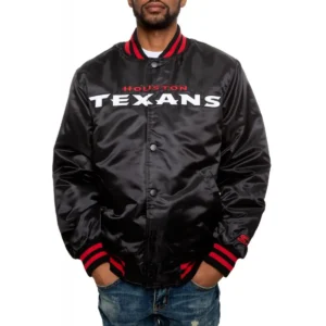 Houston Texans Bomber Football Team Players Satin Varsity Black Jacket
