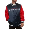 Houston Texans Bomber Football Team Players Satin Varsity Jacket Navy & Red