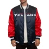 Houston Texans Bomber Football Team Players Satin Varsity Jacket Navy & Red - Image 5