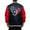Houston Texans Bomber Football Team Players Satin Varsity Jacket Navy & Red - Image 2